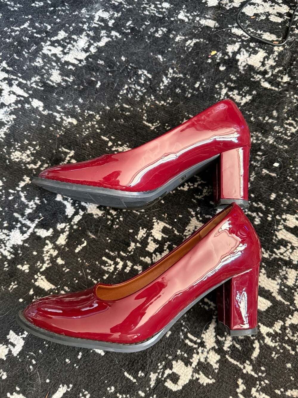Unbranded Chunky Block Heel Patent Pumps Size EU 38 Red